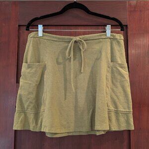 Medium Avocado Bohemian Folk Big Pockets Skirt Jersey Hemp Cotton Blend